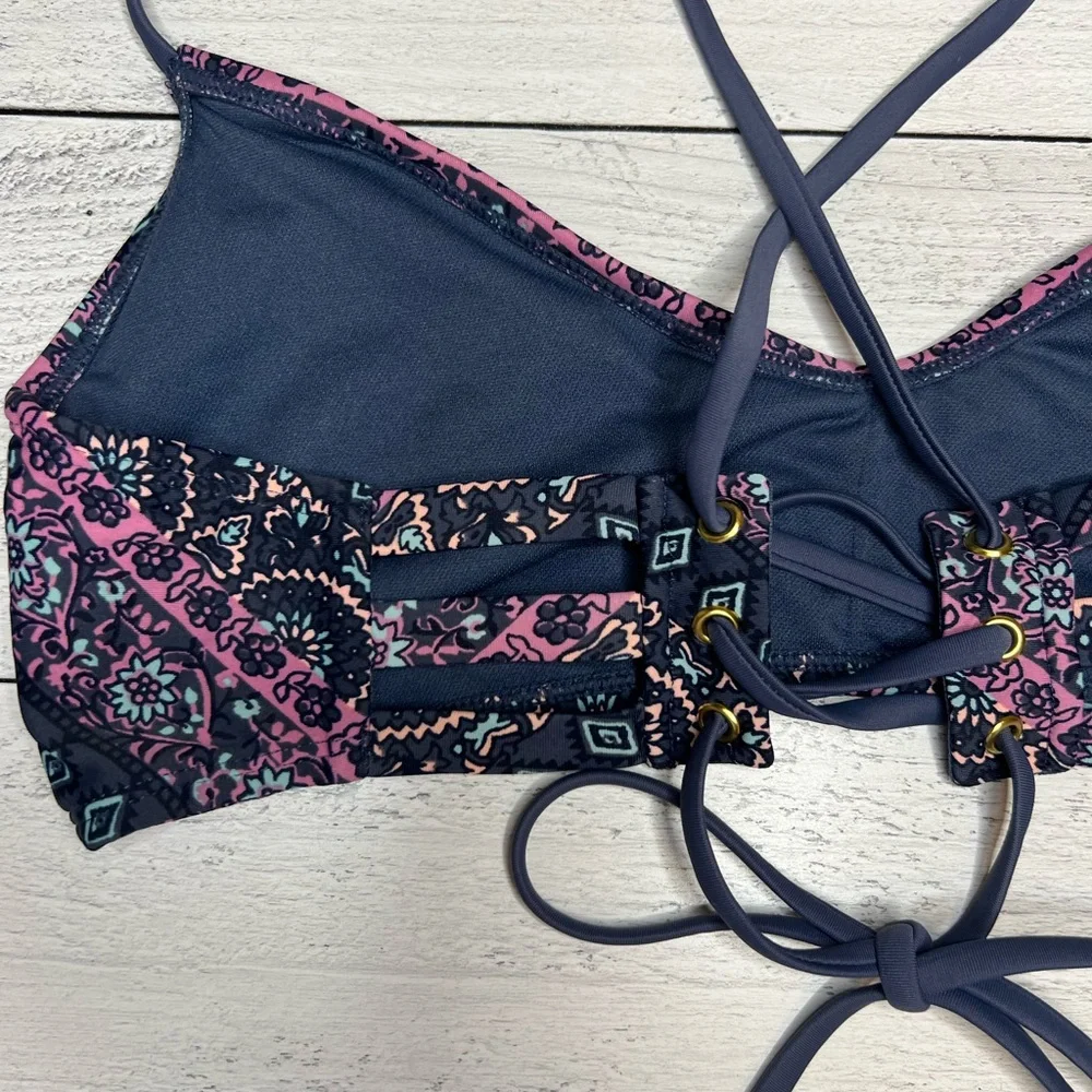 Xhilaration Purple and Pink Patterned Bikini Top